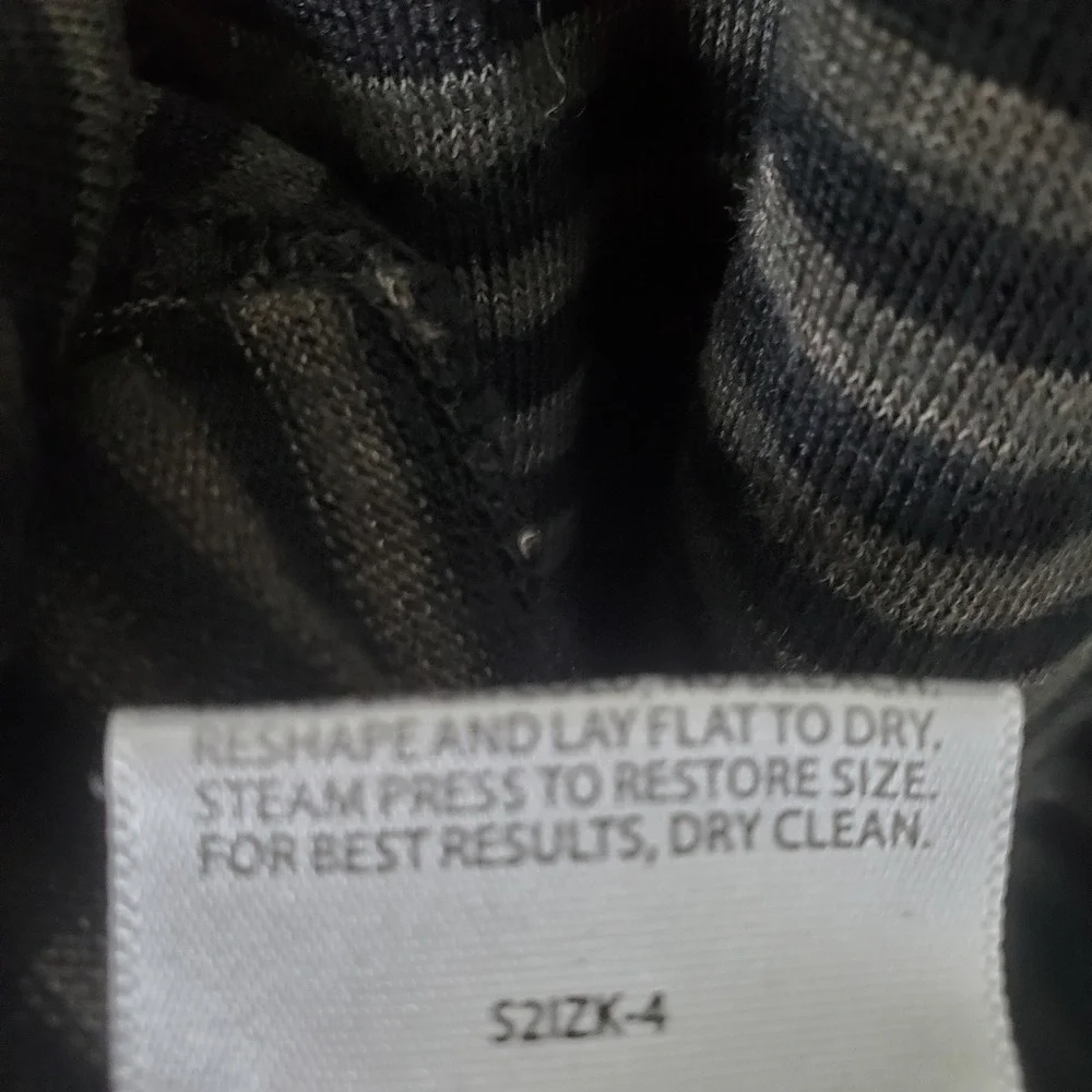 Eileen Fisher Striped‎ Linen Knit Racerback Tank Dress Grey Black Size Large